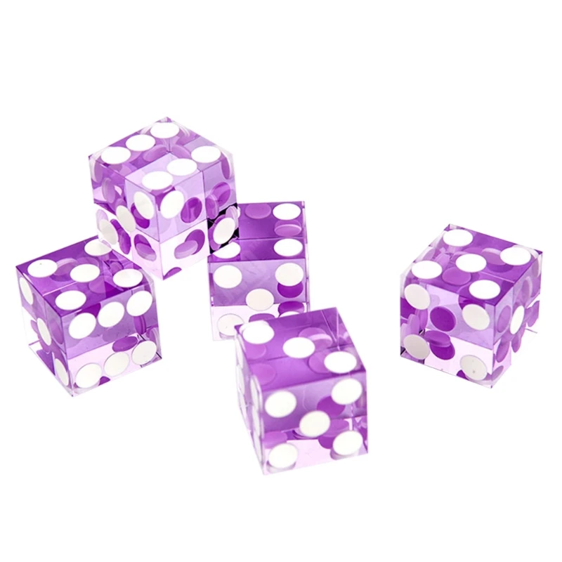 Acrylic Transparent Dice D6 19mm Casino Dice with Razor Edges 5pcs