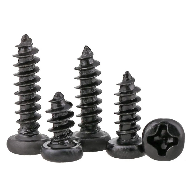 

M2 M2.3 M2.6 M3 M4 Phillips Cross Recessed Pan Head Self Tapping Screw Metric Thread Round Head Bolt Steel Black