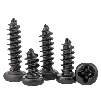 

M2 M2.3 M2.6 M3 M4 Phillips Cross Recessed Pan Head Self Tapping Screw Metric Thread Round Head Bolt Steel Black