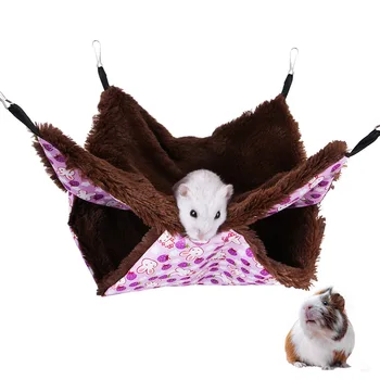 

Pet Soft Hammock Bed Ferret Hamster Parrot Rat Guinea-Pig Mice Warm Pet Cage Hammock Hanging Fleece Bed Swing Bag toy House