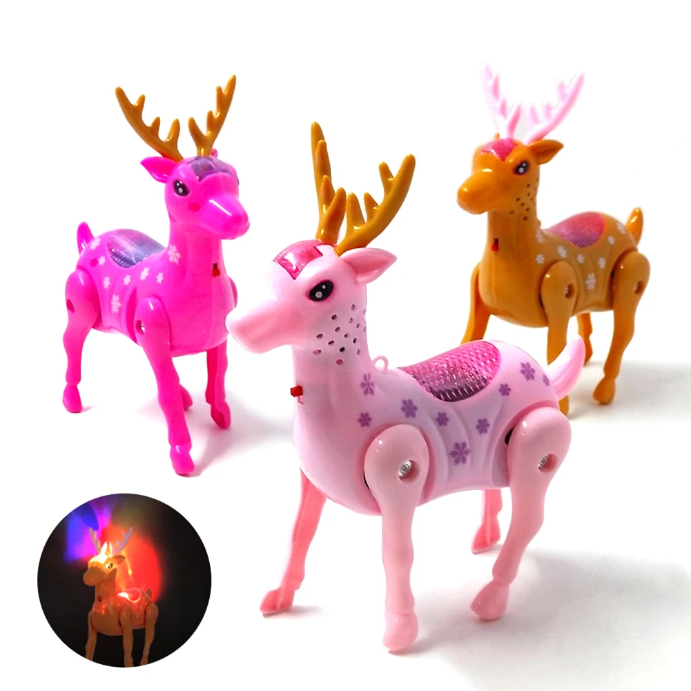 Electric Walking Musical LED Deer Animal Toy with Leash Interactive toys for children Electronics Robot Gift Children Birthday