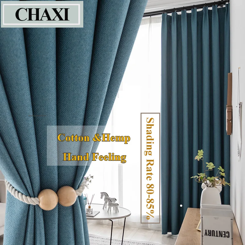 CHAXI Faux Linen 80%-85% Blackout Curtains for Living Room Modern Bedroom Window Curtains kitchen Curtains Blinds Custom Made