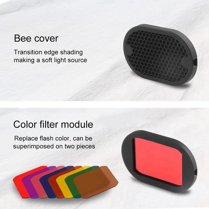  Hot Camera Flash Accessories Kit with Flash Bounce+Flash Diffuser+Honeycomb Grid+Magnetic Base+Filt