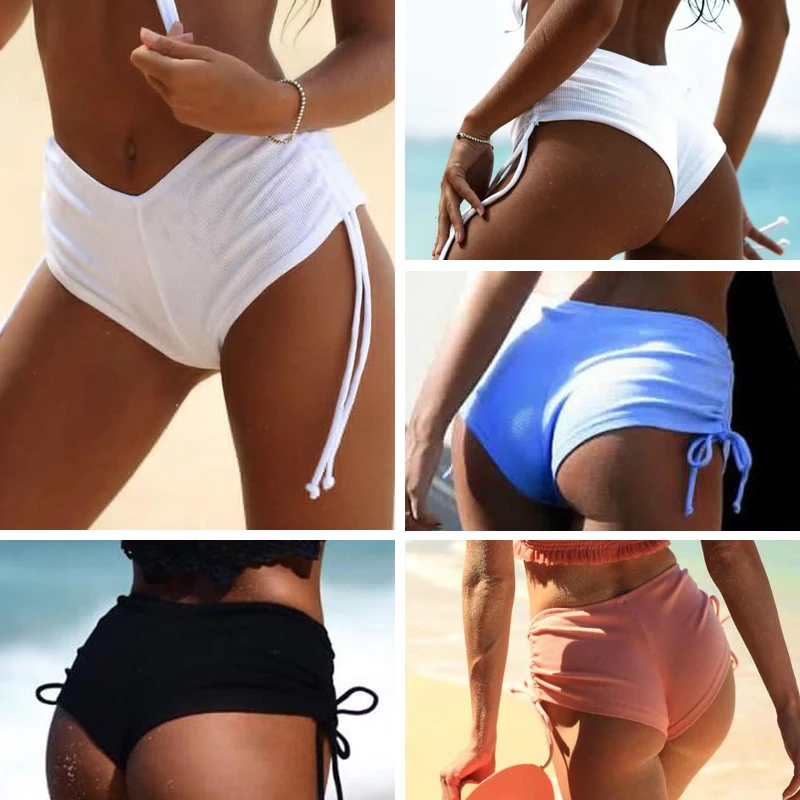 

Sexy Women Swimming Briefs Bikini Shorts Swim Bottom High Waist One Piece Solid Vintage Push Up Swimsuit Plus Size Underwear