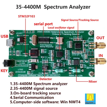 Analizator widma USB LTDZ_35-4400M _ źródło sygnału analiza ze śledzącymi analizatorami widma narzędzie do analizy domeny częstotliwości RF tanie i dobre opinie HQXRTEK Adapter