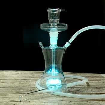 

Bar glass fruit hookah LED pot full set glass hookah with remote control light art hookah big smoke separate feather rod design