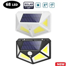68 светодиодный светильник на солнечной батарее, уличный светильник, Рождественское украшение, светильник для внутреннего двора, гаража, водонепроницаемый светильник с датчиком движения, солнечный садовый светильник