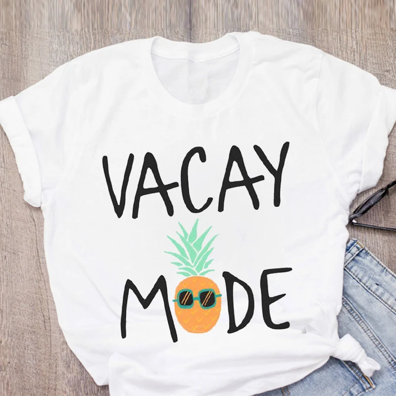 Women Graphic Pineapple Vacay Mode Beach Printed Fruit Summer Lady Tops T-Shirt Shirt Womens Clothing Tee Female T | Женская одежда