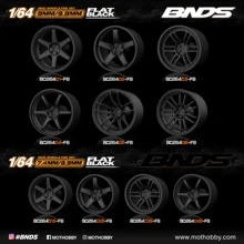 

BNDS 1/64 ABS Wheels Rubber Tires by FLAT BLACK Assembly Rims Modified Parts JDM VIP Style for Model Car Vehicle 4pcs Set