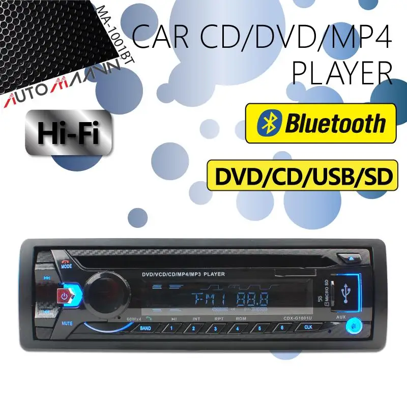 Car Bluetooth CD/DVD Player Single Slot USB/TF Receiver IN-DASH for Nissan Honda Din Toyota Radio