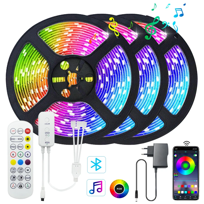 Светодиодные ленты светильник RGB 2835 5 м 10 15 SMD 5050 Водонепроницаемый 24Key работы при