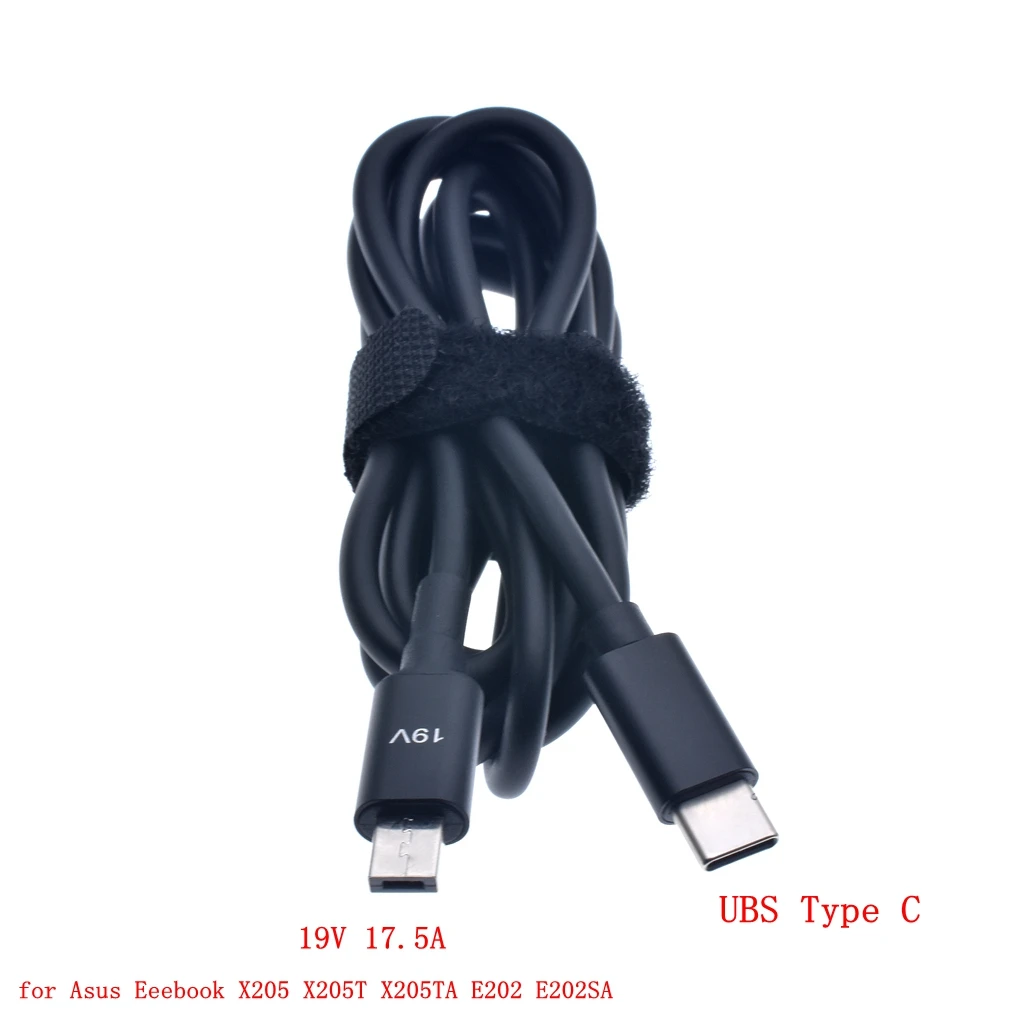 USB C 타입 노트북 충전 케이블 코드, USB C DC 전원 어댑터 플러그 컨버터, Asus Eebook X205 X205T X205TA E202 E202SA, 19V 