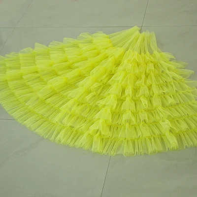 2meters Pink Red Blue White 8-Layer Ruffled Tulle Lace Trim Soft Mesh Fabric For Woman Dress, Dolls, Costume Design DIY - Цвет: yellow