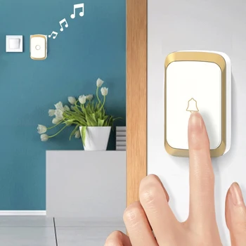 

US/EU/UK Plug Wireless Ring Doorbell With 1 Receiver Plugin And 1 Remote Button 36 Songs Operating At 300M Range Smart Doorbell