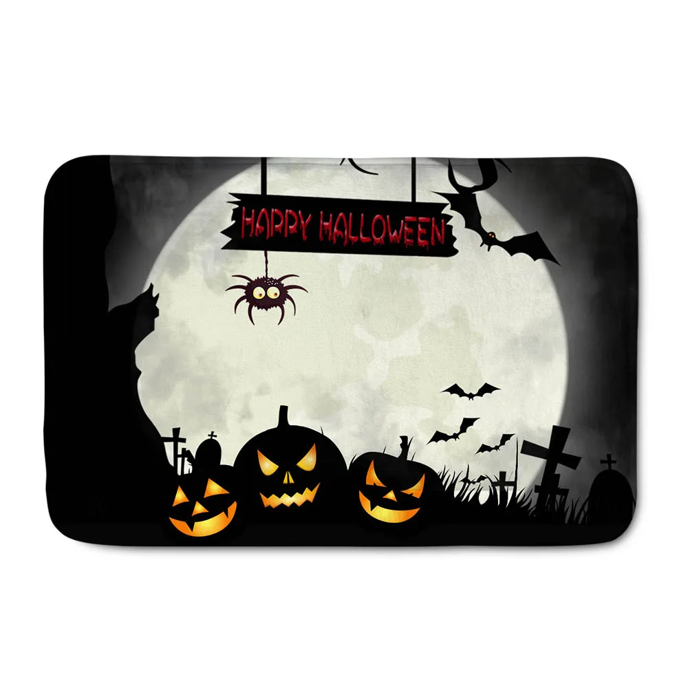 

Upetstory Happy Halloween Doormat Home Decoration Non Skid Pumpkin Lantern Print Hallway Door Carpet Washable Bathroom Door Mat