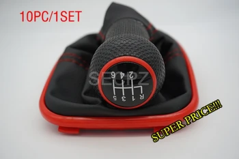 

10PC12mm 6Speed Red Frame Gear Shift Knob Lever Shifter Gaiter Boot For Volkswagen VW Golf 4 IV MK4 GTI R32 Bora Jetta 1999-2004