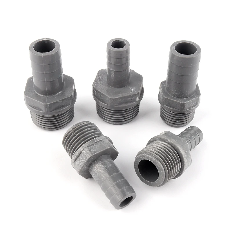

5pcs 1/2"-8/10/12/16mm 3/4"-12/16mm PVC Pagoda Male Thread Connector Garden Irrigation Hose Adapter Water Pipe Soft Hose Joint