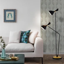 Двойной светильник, торшер 2* E27, новейший дизайн, напольный светильник, черный или белый металлический абажур, Необычный дизайнерский светильник, настольная лампа