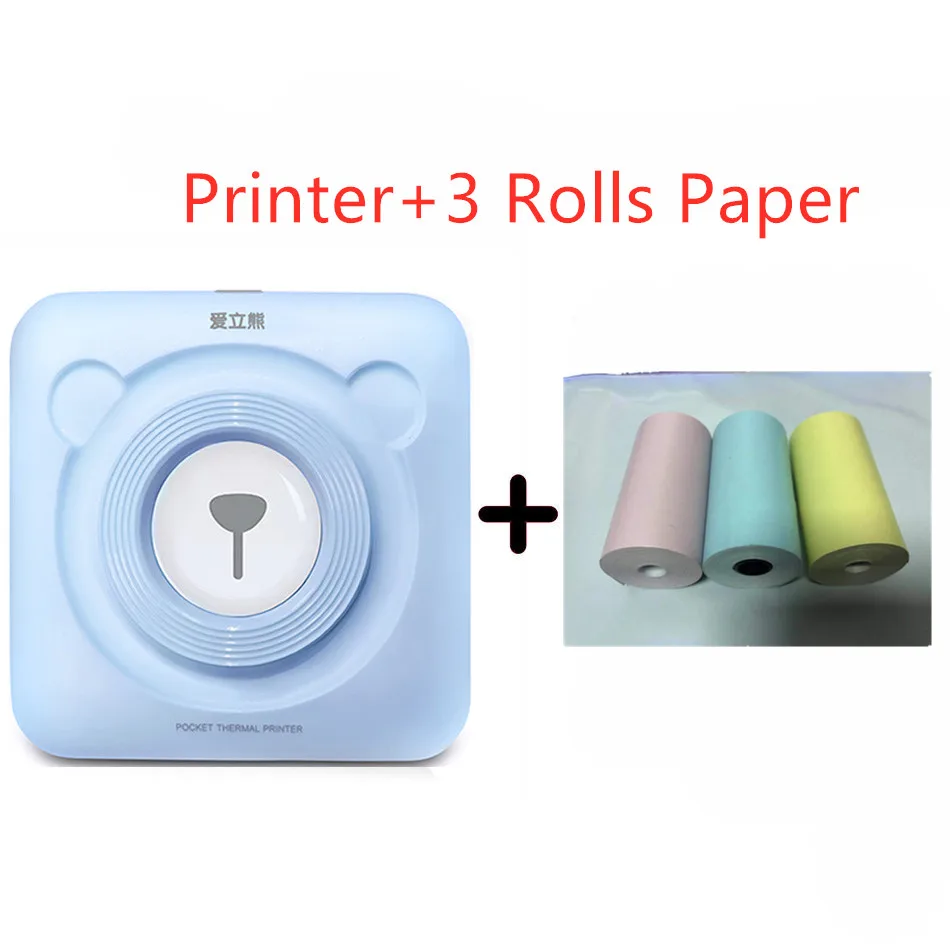 Printer add 3 Rolls Goojprt A6 Peripage Мини Портативный Bluetooth беспроводной бумажный фотопринтер Карманный термопечать Usb соединение Impresoras Fotos - Цвет: Printer add 3 Rolls
