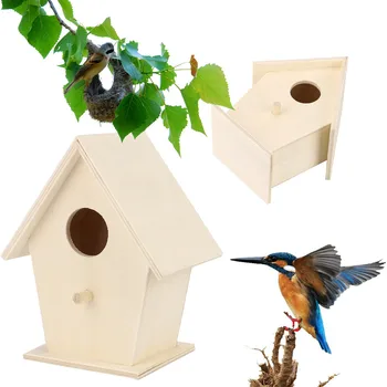 

Wooden Garden Bird House Family Pet Birds Wind And Rain Shelters Birds Special Ecological Wooden Box Bird House #10
