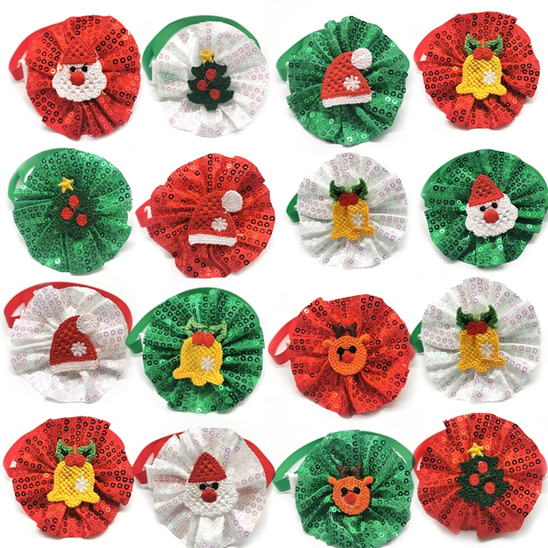 

30/50pcs Pet Christmas Style Sequins Bowties Small Dog Cat Puppy Bow Ties Xmas Accessories Pet Grooming Products Supplies