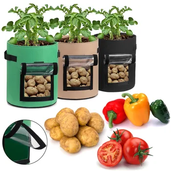 

DIY Plant Grow Bag Felt Cloth Planting Container Bag Thicken Garden Plant Pot Plant Potato Tomato Home Fun Garden Accessories