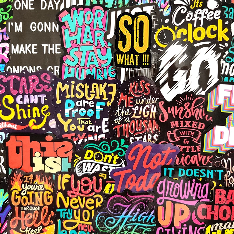 50pcspack Inspirational phrases Creative Graffiti Stickers For Skateboard Helmet Bicycle Computer Notebook Car Children's Toys