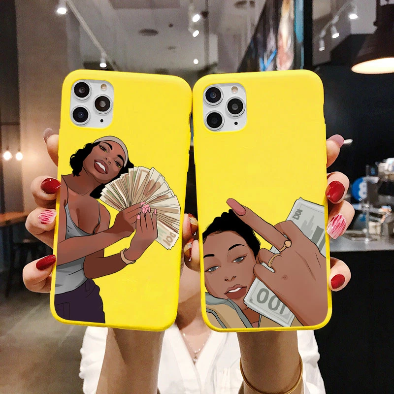 Make Money Cash Black Head Girl Fundas Phone Case For Iphone Se 11 12mini Pro Max Xr Xs 8 7 6 Plus Matte Yellow Matte Cases Phone Case Covers Aliexpress