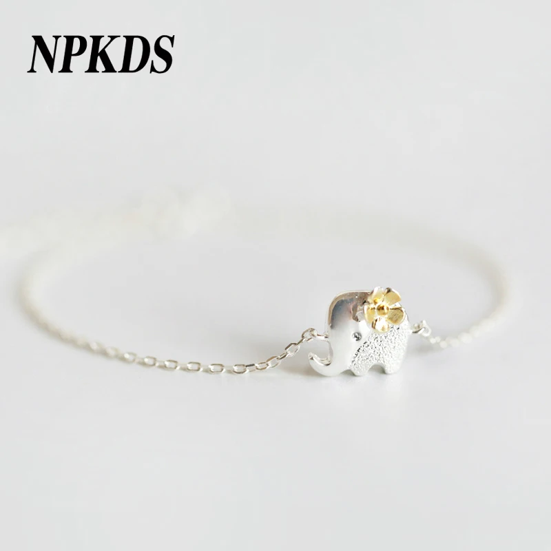 NPKDS серебряные браслеты со слоном 925 ручной браслет-цепочка для женщин, Модная бижутерия для девочек, рождественские подарки LCH752SR00