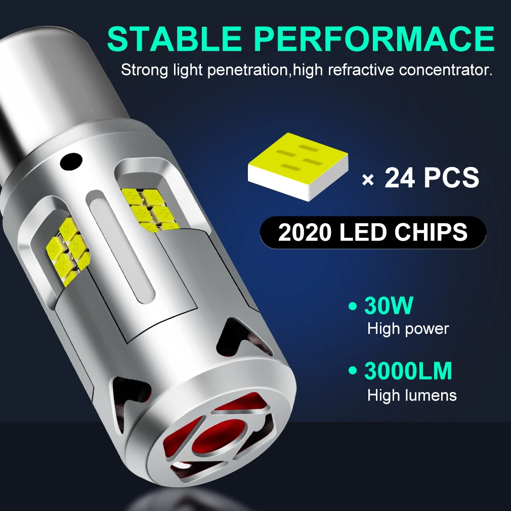 Ampoule Led P21W BA15S 24 SMD 3020 - CANBUS - Orange Clignotant