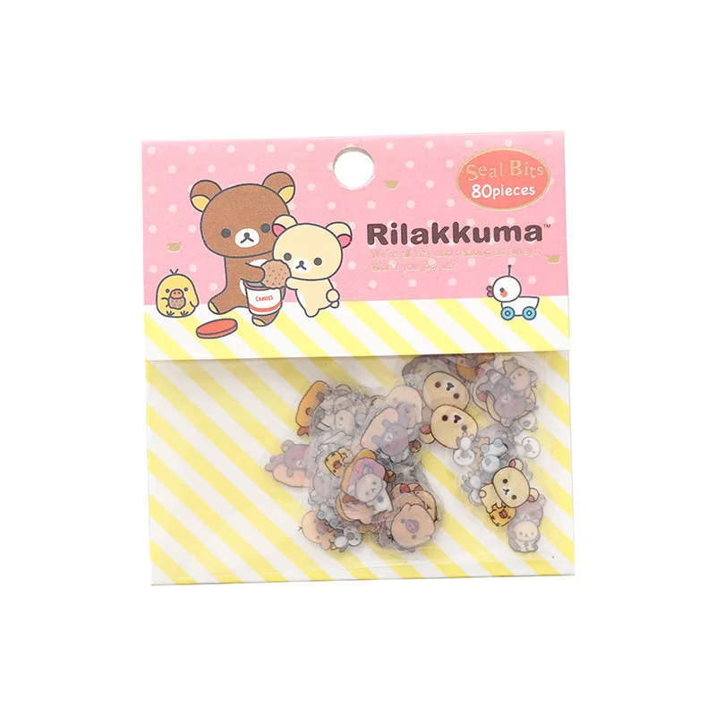 80 pcs/bag Japanese Stationery Stickers Cute Cat Sticky Paper Kawaii PVC Diary Bear sticker For Decoration Diary Scrapbooking