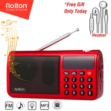Rolton T50 портативный FM/MW/SW радио MP3 музыкальный плеер цифровой с светодиодный дисплей Поддержка Micro TF карты мини FM радио динамик