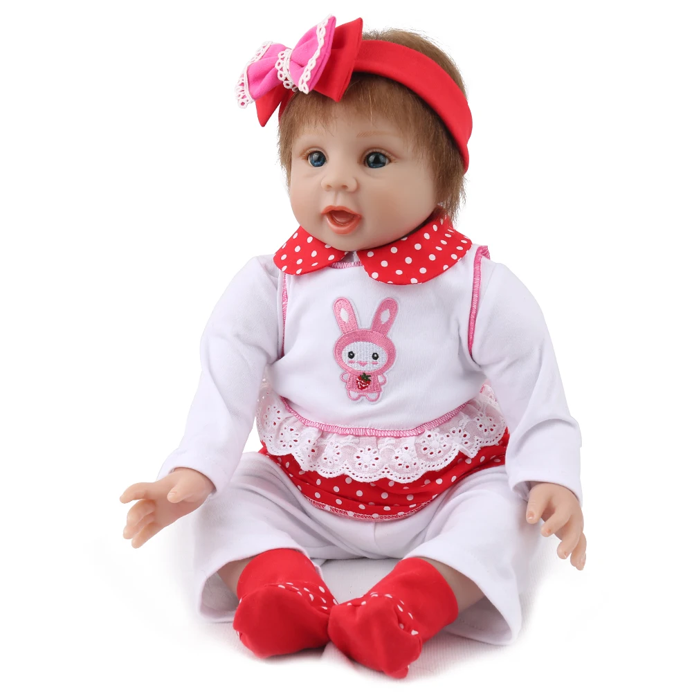 

Pretty Reborn Baby Girl Dolls 41cm 3/4 Silicone and cloth Realistic bebe Reborn Dolls Hand implanted hair For Kids interactive