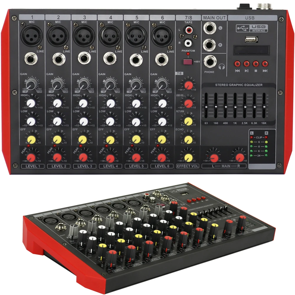 reaktion Vis stedet Han Best MG8 8 Channel 48V Phantom Gain EQ USB TAPE Sound Mixing Audio Console  Mixer Portable