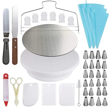 

164 Pcs Practical Fondant Home Turntable Tool Desert Kitchen Pastry Tube Cake Decorating Kit Banquets Supplies Multi Function