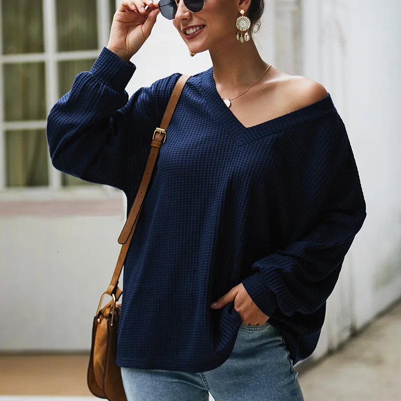 New Fashion Loose Knitted Sweater Women V-Neck Long Sleeve Striped Pullover Ladies Casual Spring Clothes Jerseys Mujer Moda 2020