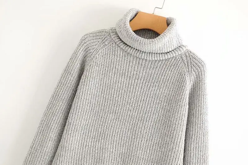 Зимний свитер с высоким воротником пуловеры для женщин вязаный свитер Одноцветный цветные Джемперы Женские свободные вязаные топы