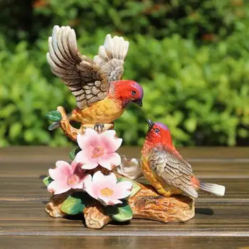 

Bird Stand On A Bloom Flower Branch Figure Statue Ceramic Art Figurines Craft Modern Home Decoration Accessories For Living Room