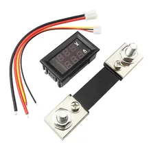 Mini voltmètre numérique, ampèremètre, tension 0 100V/ 7 110V, 50a, testeur de détecteur de courant, double affichage LED 0.28 pouces
