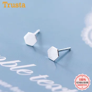 

Trustdavis Genuine 925 Sterling Silver Fashion Geometry Hexagon Charm Stud Earrings For Women Wedding Fine Jewelry Gift DA1933