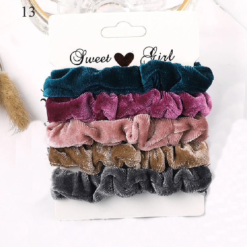 pearl hair clip 3-6Pcs Velvet Hair Rope Satin Sequin Cloth Scrunchies Elastic Hairband Women Ponytail Holder Hair Ties Girls Hair Accessories head wrap for women Hair Accessories