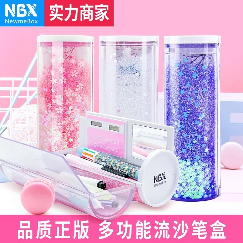 

Korean Version of The Net Red Pencil Box Flow Sand with The Same Innovative Multi-functional Sequin Pen Box