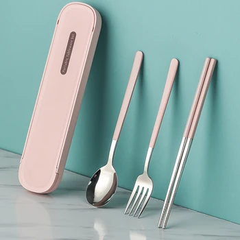 

Portable Spoon Fork Knife Set Travel Cutlery Kitchen White Reusable Tableware Set Dinner Servicio Cuchilleria Cutlery JJ60DC