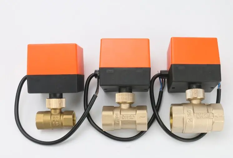 DN20(G 3/") AC220V Электрический привод латунный шаровой клапан, холодная и горячая вода/водяной пар/тепловой газ 2 способа латунный моторизованный шаровой клапан