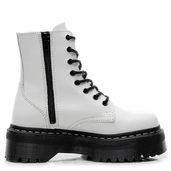 

Size34-41 Chunky Motorcycle Boots For Women Autumn 2020 Fashion Round Toe Lace-up Combat Boots Ladies Shoes