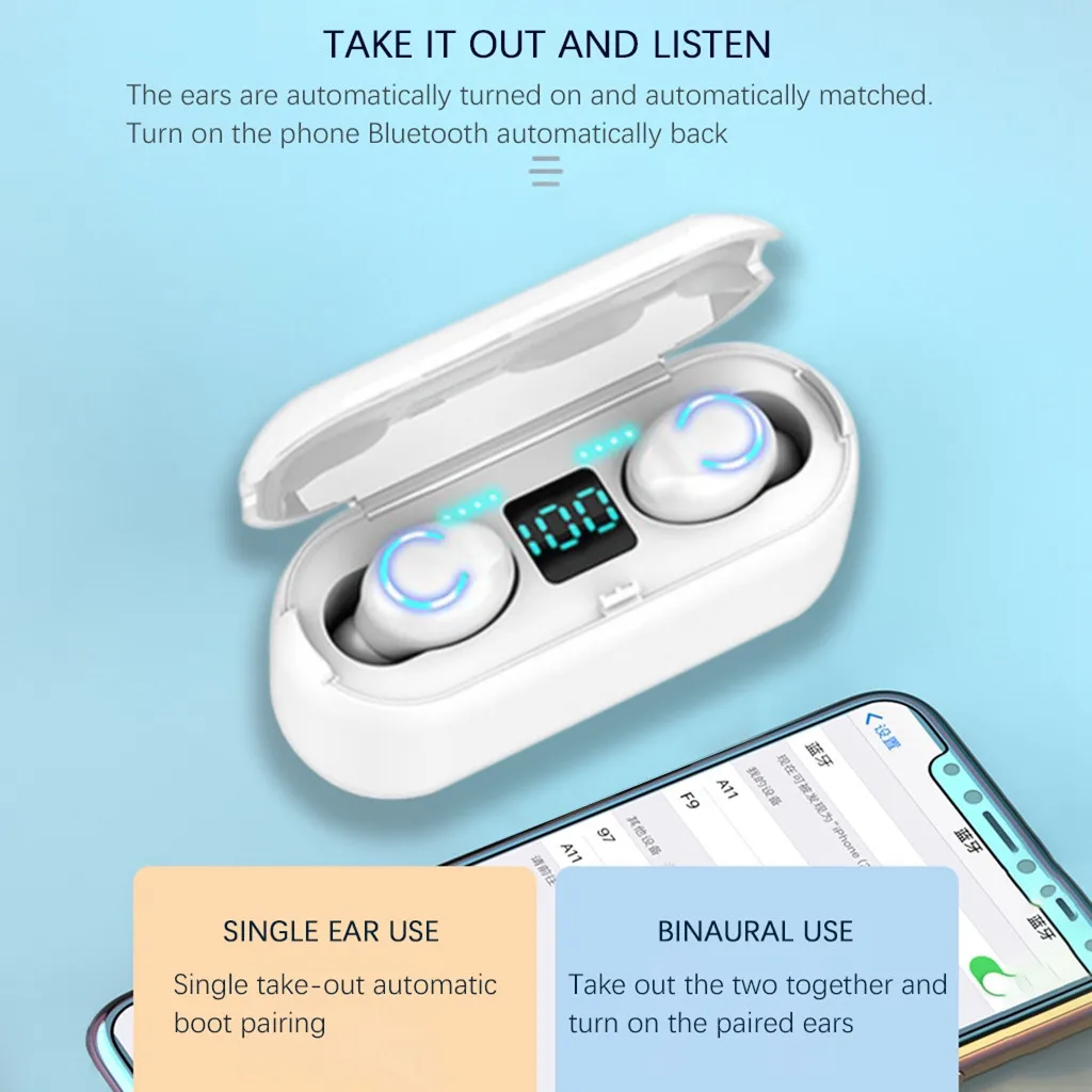 Bluetooth наушники TWS для Iphone samsung Bluetooth 5,0, гарнитура, беспроводные наушники, мини наушники, стерео двойные наушники DE5