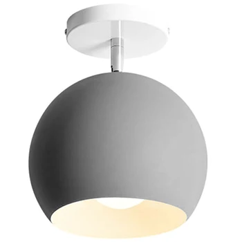 

Creative Round Macaron Ceiling Light Nordic Modern Led Ceiling Lamp for Living Room Bedroom Luminaire Porch Aisle Corridor-Grey