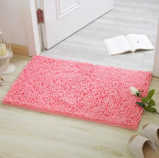 Pink Сплошной цвет впитывающий влагу коврик 40*60 см 60*90 см утолщаются синельный банный коврик для ванной ковер для гостиной ковер - Цвет: Pink