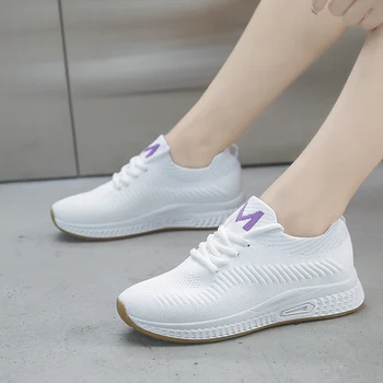 

Women Casual Shoes Fashion Women Shoes 2019 Women Sneakers Super Light Flyknit Vulcanized Shoes for Basket Femme White Sneakers