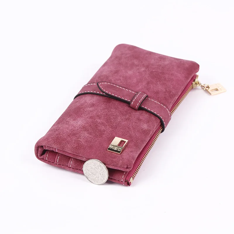 Women Wallet Coin Purse PU Two Fold Zipper Mobile Phone Design Card Holder